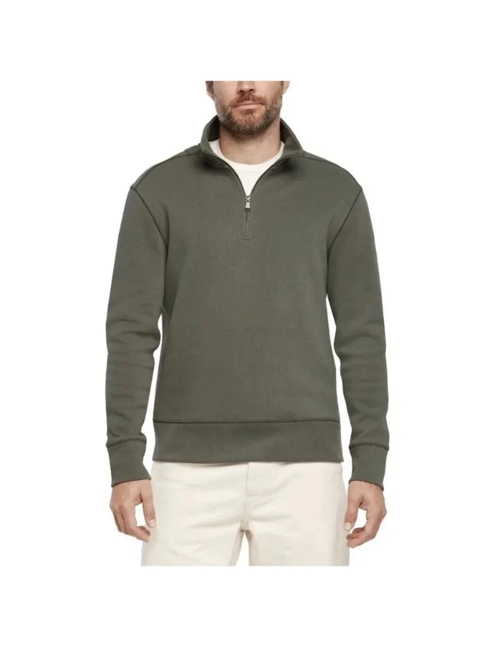 Banana Republic Men's M Olive Green Half-Zip Pullover Sweater Cotton Blend N1475